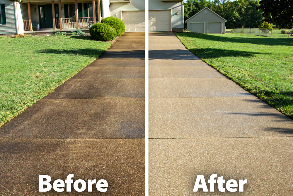 Before and after driveway refresh